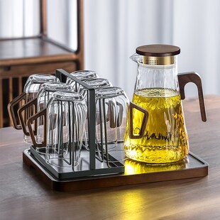 待客用 玻璃杯带把耐高温茶杯喝水杯家用客厅泡茶家庭杯子套装