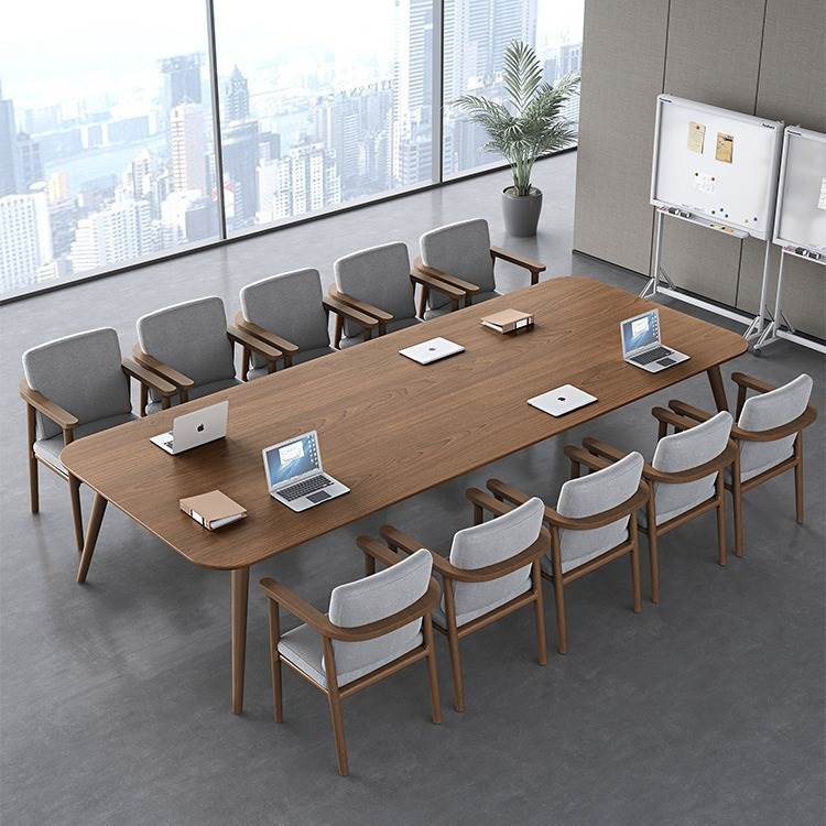 现代办公桌北欧全实木大长书桌家用一体电脑桌客厅双层简约