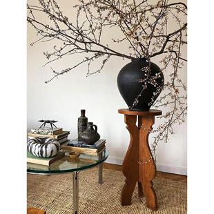 形上实木花架底座沙发边几落地置物架花几角几装饰摆件花盘增高架