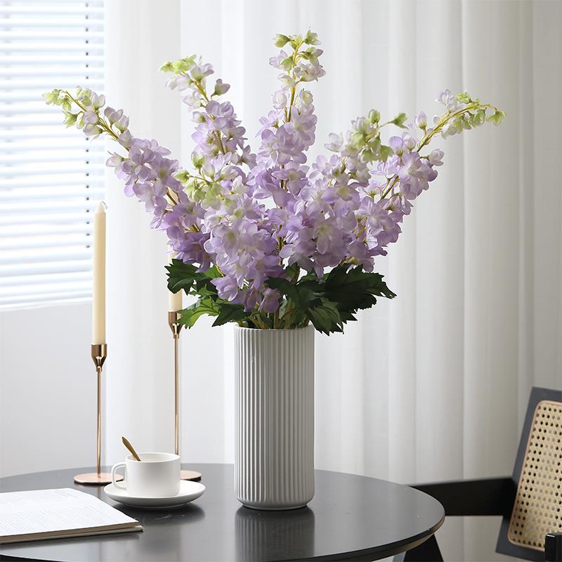 北欧仿真紫罗兰长枝飞燕草假花摆件高品质绢花家居餐桌花装饰花束
