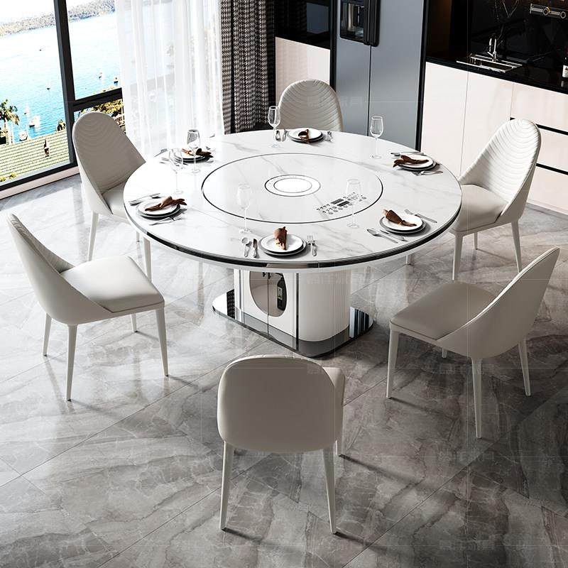 国补电磁炉餐桌轻奢现代简约岩板餐桌椅组合带暖菜转盘家用小户型,住宅家具,岩板餐桌,淘宝优惠券,粉丝福利购,淘宝优惠卷