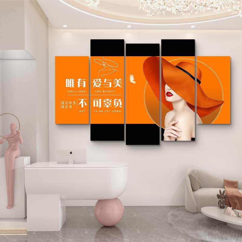 美容院墙面装饰画SPA会所皮肤管理挂画高级感养生馆艺术海报壁画