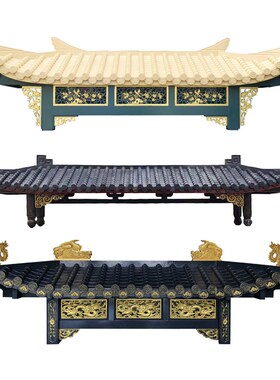 中式实木仿古屋檐门头牌匾雕刻定制东阳木雕复古门楣装饰斗拱定做