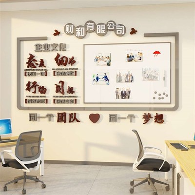 办公室墙面装饰公告宣传栏展示板企业文化布置工位氛围励志标语贴