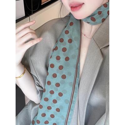 丝巾高级感百搭新款多用波点玫瑰花系脖围巾领巾头巾发带装饰腰带