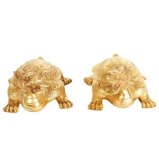 家居装 杨铜记 一对龟 铜龙龟摆件 饰摆设品 工艺品