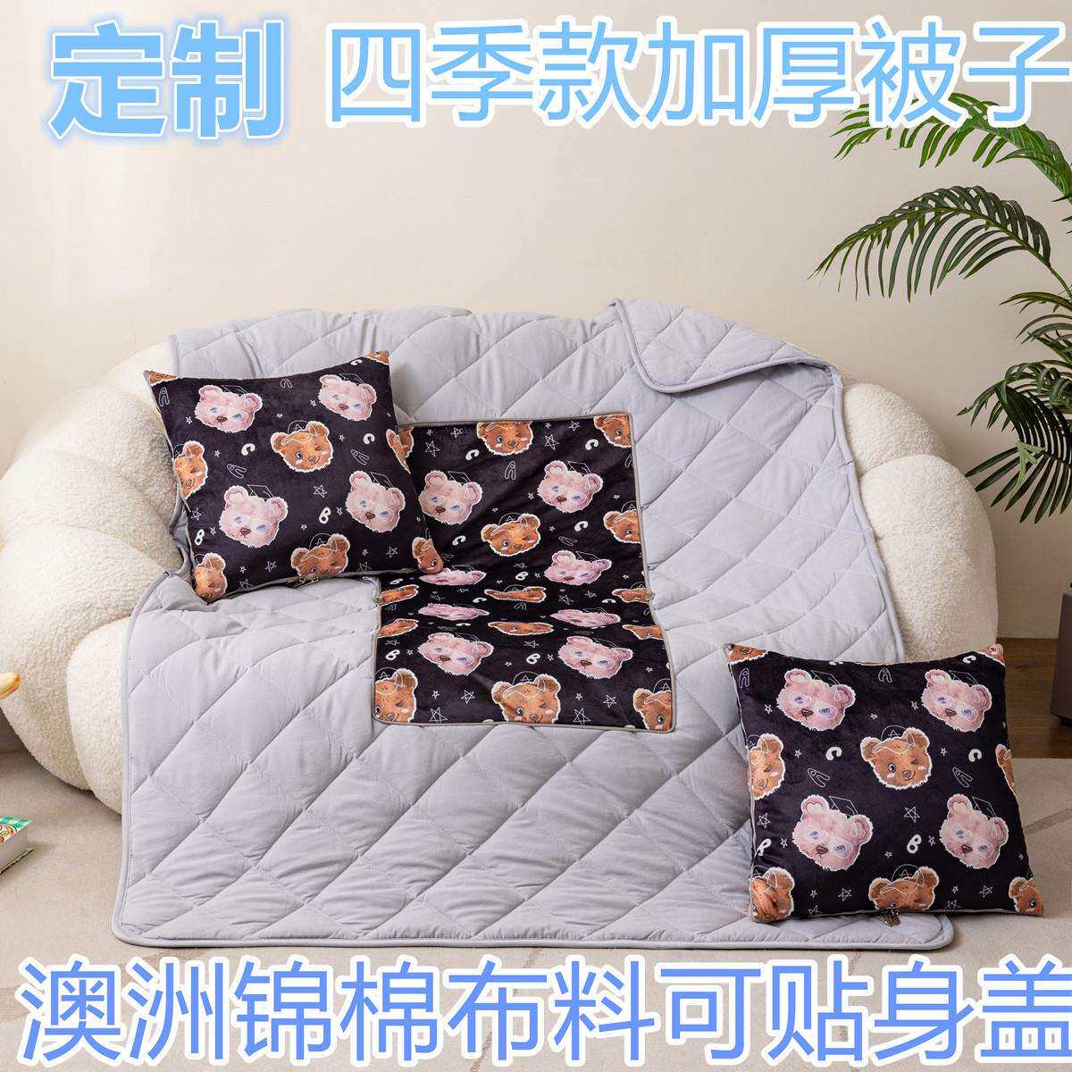 外贸跨境澳洲锦棉抱枕被子两用四季款加厚车载靠垫二合一午休被