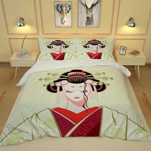 个性漫画版古典美人 磨毛床品三件套 3D数码印花源头厂家一件起订