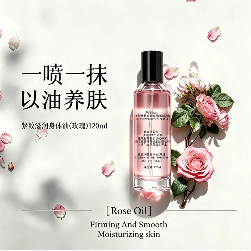 玫瑰香氛紧致身体油清爽养肤保湿护肤精华油霜留香润肤120毫升/瓶