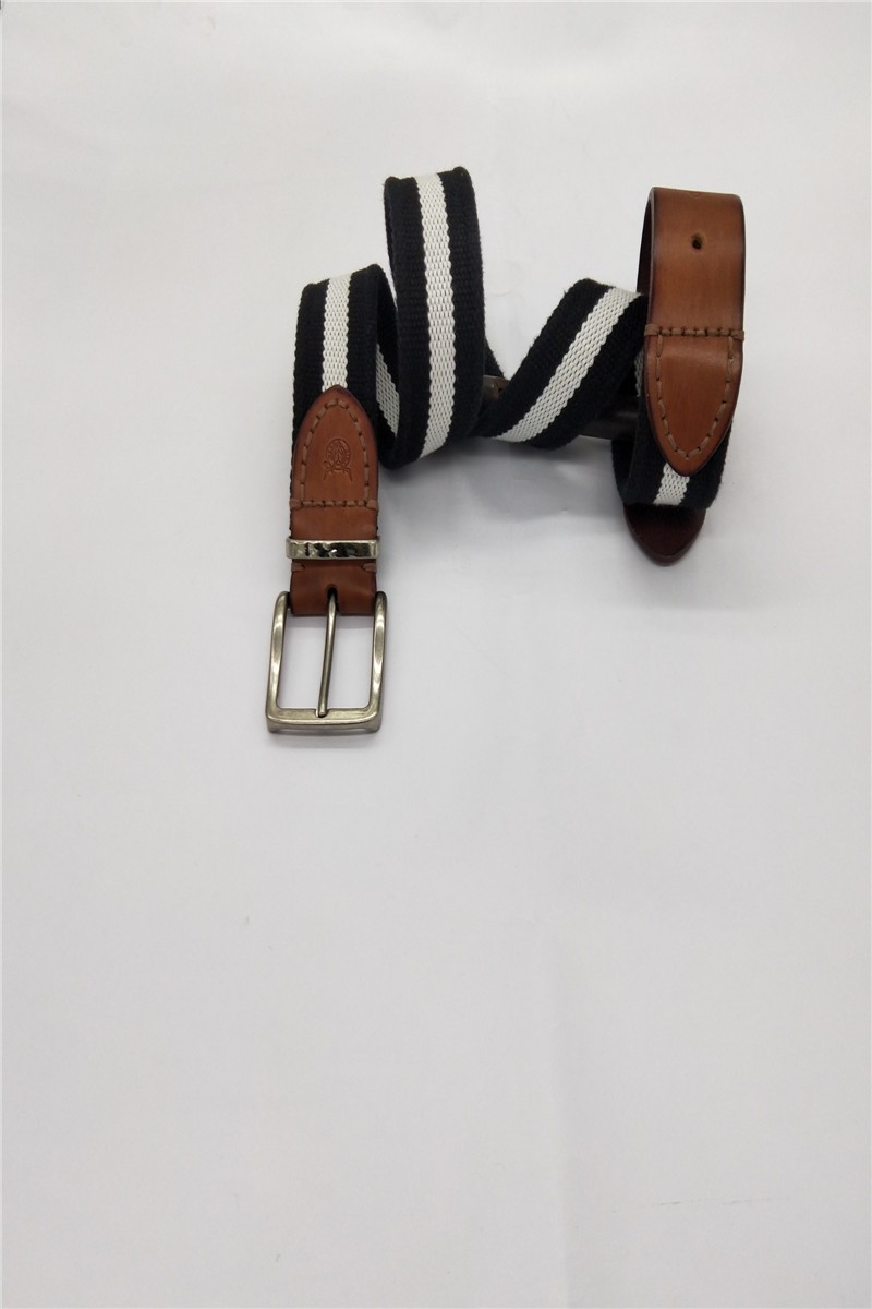 男士头层牛皮腰带复古风工艺帆布男士皮带3.8cm