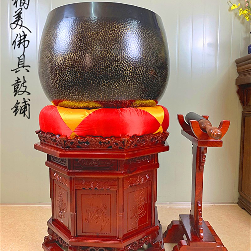 佛具铜磬铜庆纯铜寺庙法器台湾加厚大罄铜钵铜庆引磬
