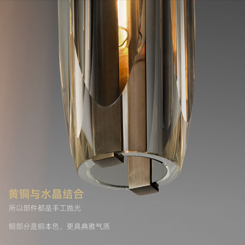卧室床头吊灯现代简约单头主卧灯北欧餐厅轻奢水晶长线吧台小吊灯