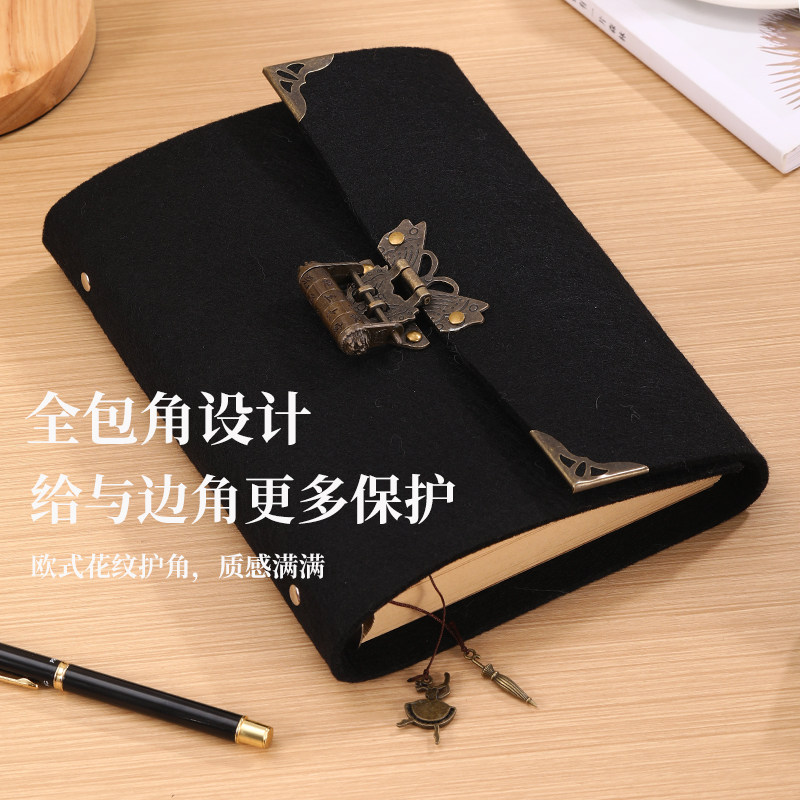 手工制作密码锁笔记本6孔活页学生记事本商务日记本学生礼物空白