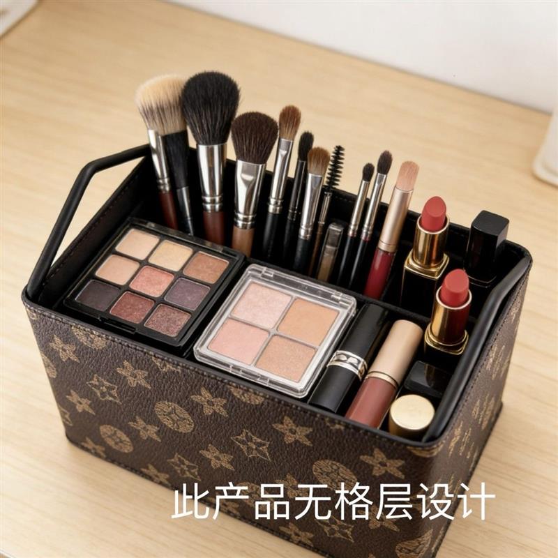 桌面轻奢收纳盒杂物托盘化妆品收纳盘样板间客厅PU皮质储物筐