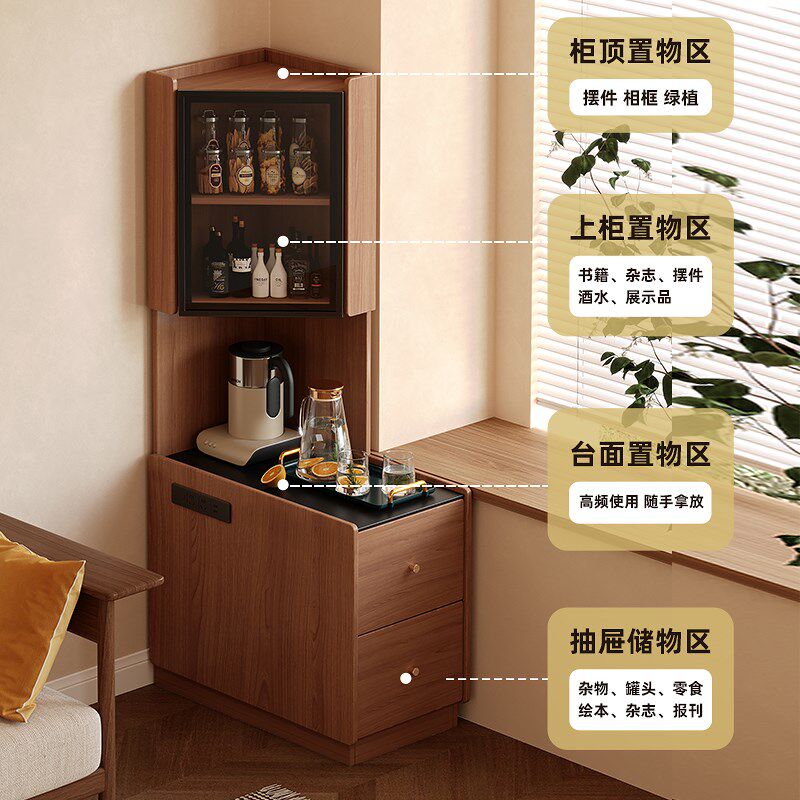 转角置物柜墙角床头收纳柜客厅拐角茶台角柜沙发旁边侧边柜储物柜