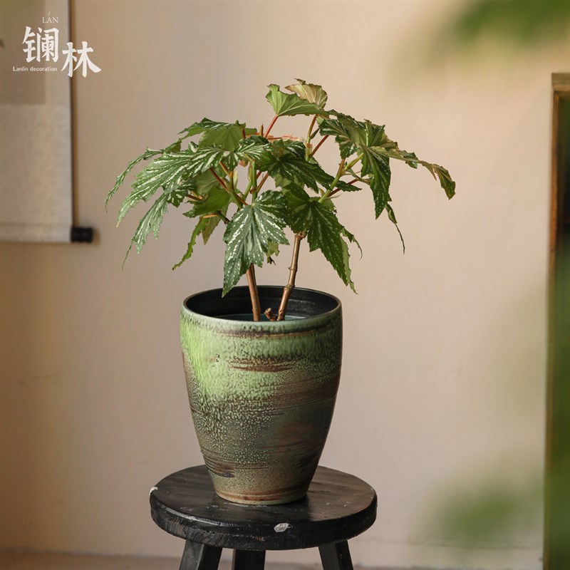 景德镇陶瓷花盆绿色纯手工绿植盆栽家用阳台多肉室内蝴蝶兰专用盆