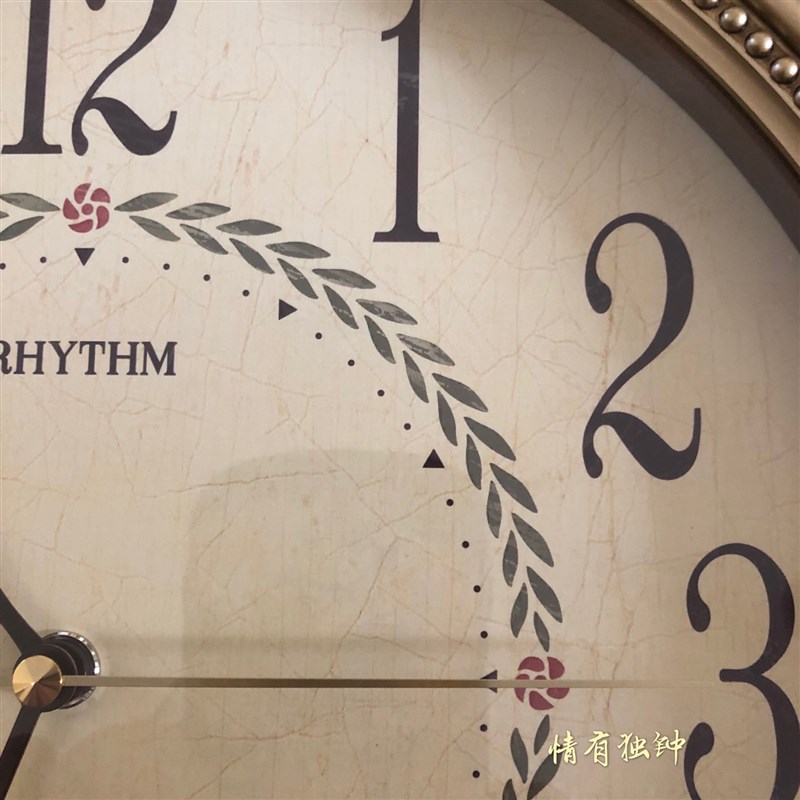 RHYTHM丽声挂钟客厅卧室办公室典雅实木田园清新挂钟CMG985/400