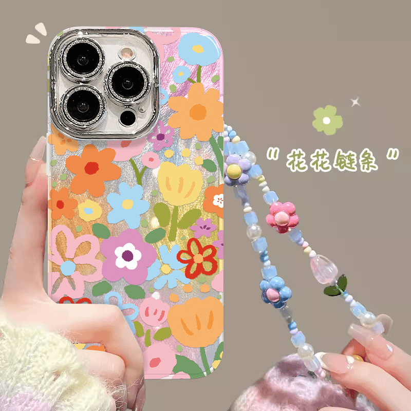 彩色花朵适用苹果16promax手机壳