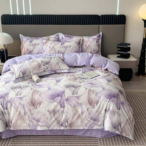 爆款长绒棉数码印花四件套轻奢精梳纯棉单双人被套床上用品