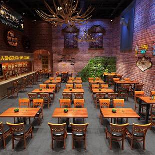 中式实木休闲椅美式现代简约餐椅酒店餐厅家具复古实木椅子靠背椅