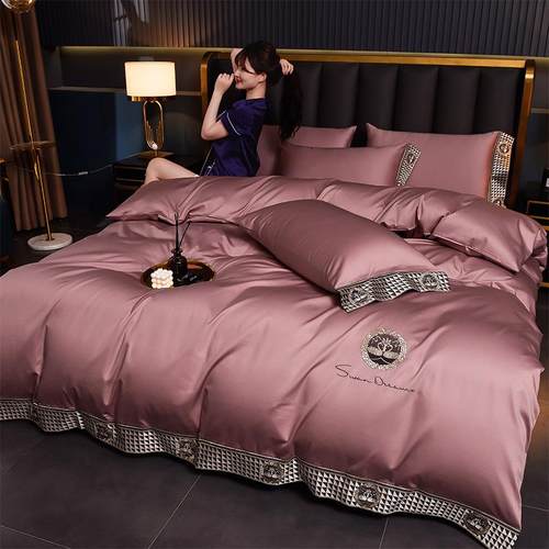 A类母婴级200长绒棉四件套全棉纯棉轻奢被套床单款高端床上用品