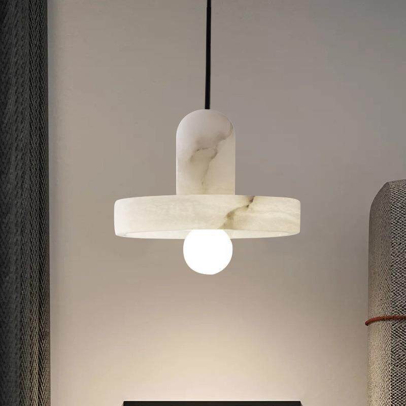 后现代创意全铜西班牙天然云石小吊灯单头餐厅吧台书房卧室床头灯