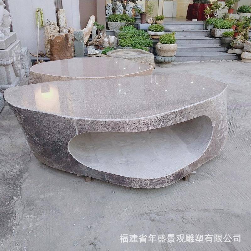 公园庭院原石桌子小区户外景观摆件园林雕塑鹅卵石桌石凳