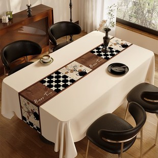 中古风桌布防水防油免洗餐桌布轻奢D高级感加厚pvc桌垫茶几台布