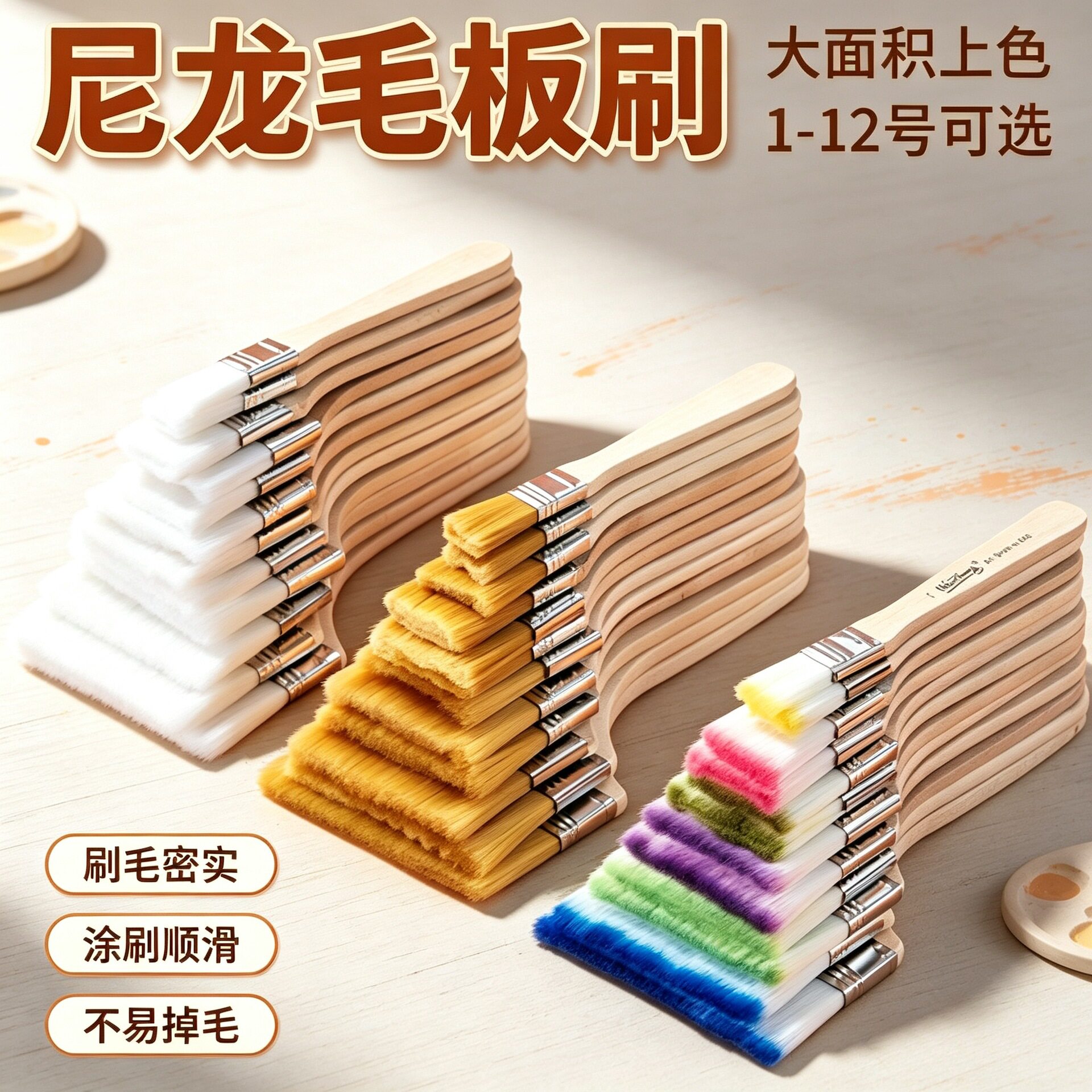 厂家批发尼龙毛刷板刷油漆刷清墙绘刷洁刷幼儿园儿童油画笔刷画刷