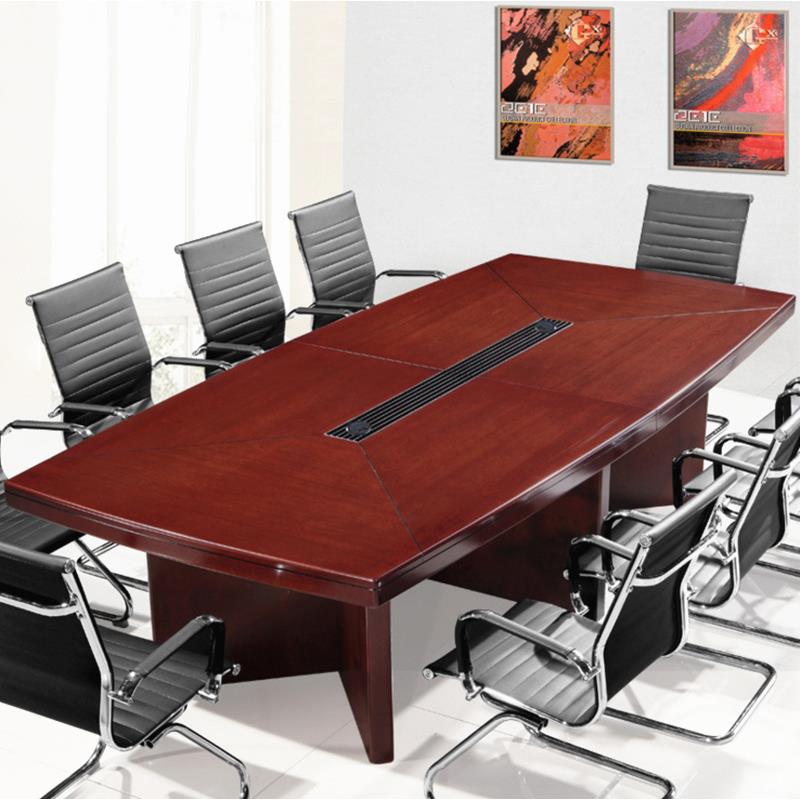办公家具简约办公桌条桌木皮会议桌椅长条长方形会议桌加厚实木