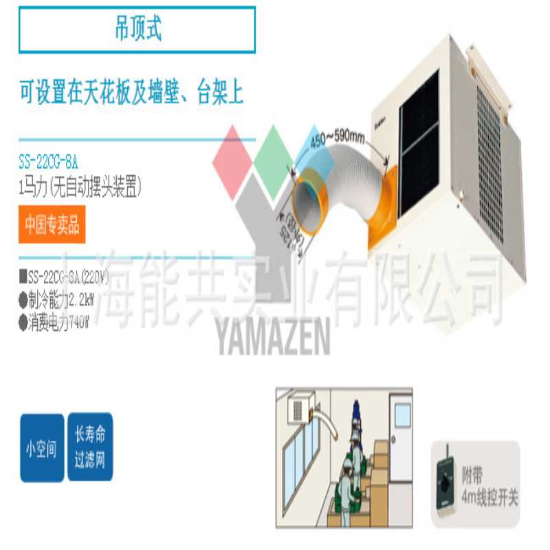 日本Suiden瑞电SS-22CG-8A吊顶式工业移动空调 工业冷气机 冷风机