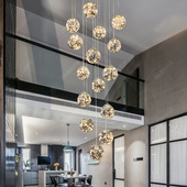 塔林满天星楼梯简约大吊灯复式 楼现代轻奢旋转别墅loft公寓客厅灯