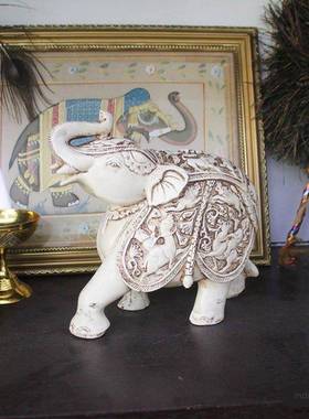 印度风尚进口树脂大象猫头鹰装饰摆件大号客厅玄关书房办公室礼品