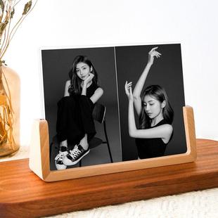 创意实木相框摆台洗照片diy透明亚克力定制6 7寸加打印高级感摆件