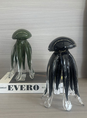 北欧简约创意手工玻璃水母摆件样