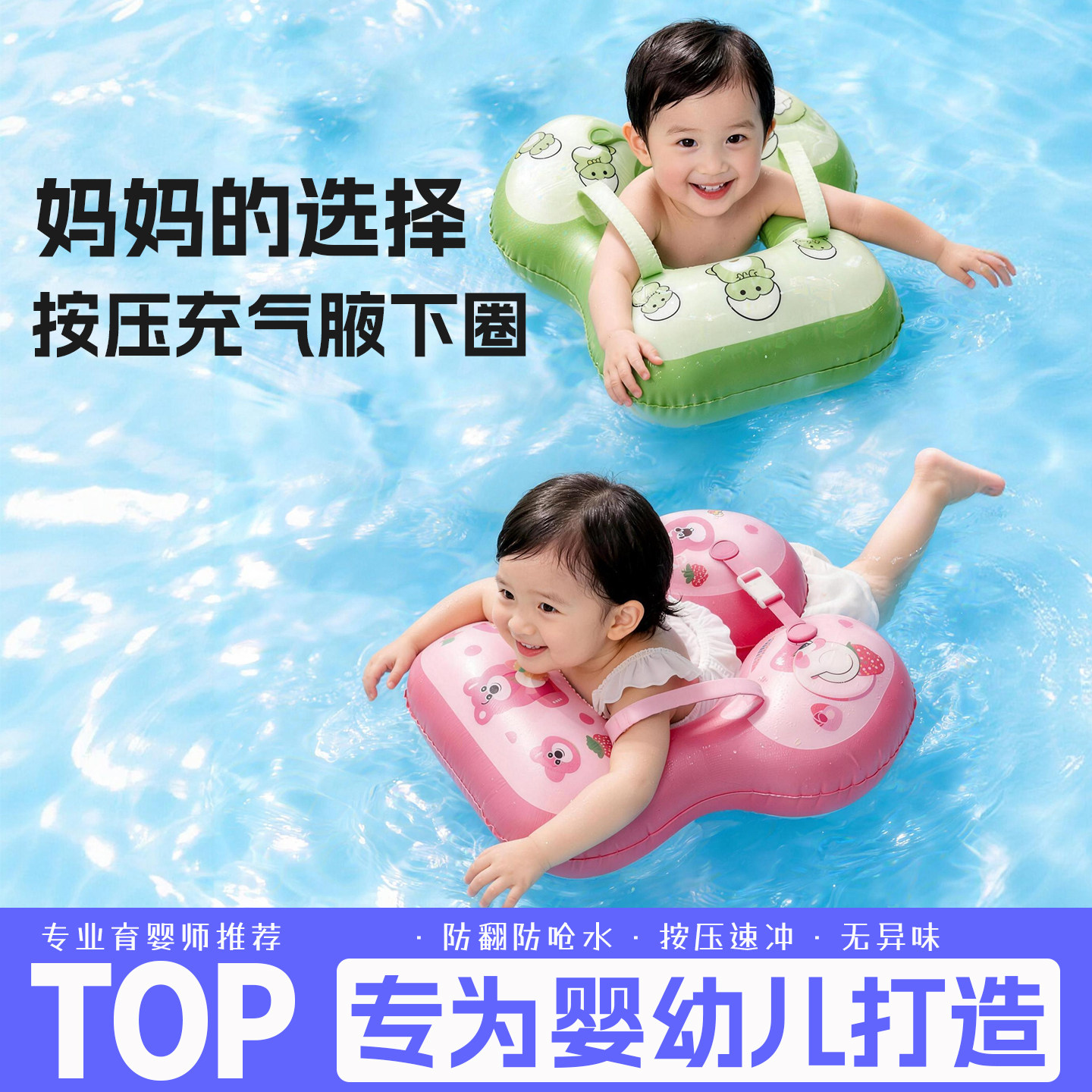 腋下游泳圈婴儿6个月以上婴幼儿小孩洗澡儿童泳圈小童宝宝游泳圈