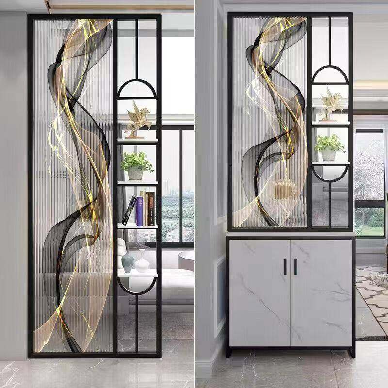 轻奢艺术长虹玻璃屏风隔断柜一体现代简约入户客厅洗漱台装饰玄关
