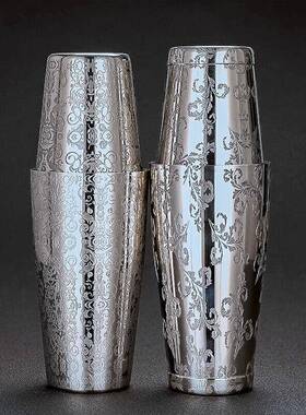 不锈钢摇酒壶酒吧调酒工具鸡尾酒shake杯雪克壶蚀刻波士顿调酒器