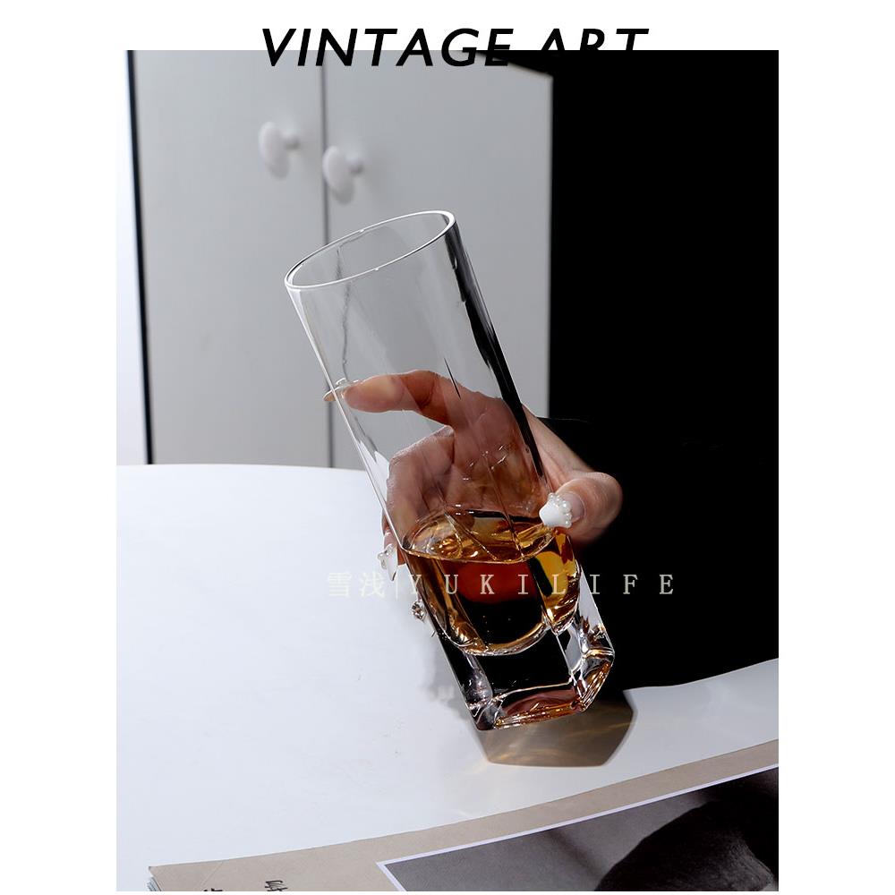 秋溯杯 拣得白云 雪浅中古玻璃 日式杯子酒杯威士忌高杯highball