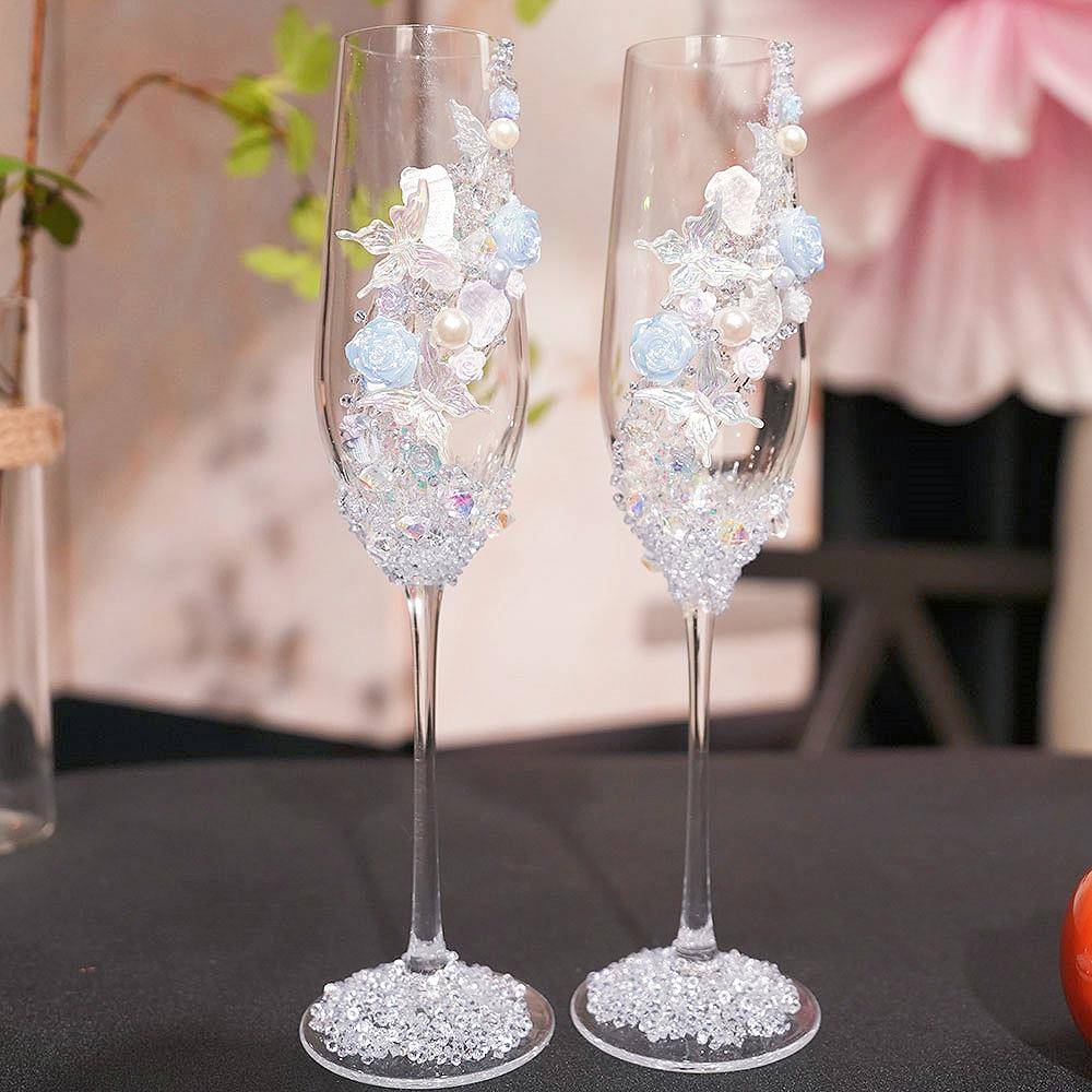 烤面包玻璃DIY材料包装创意葡萄鸡尾酒杯高香槟玻璃婚礼仪式订婚