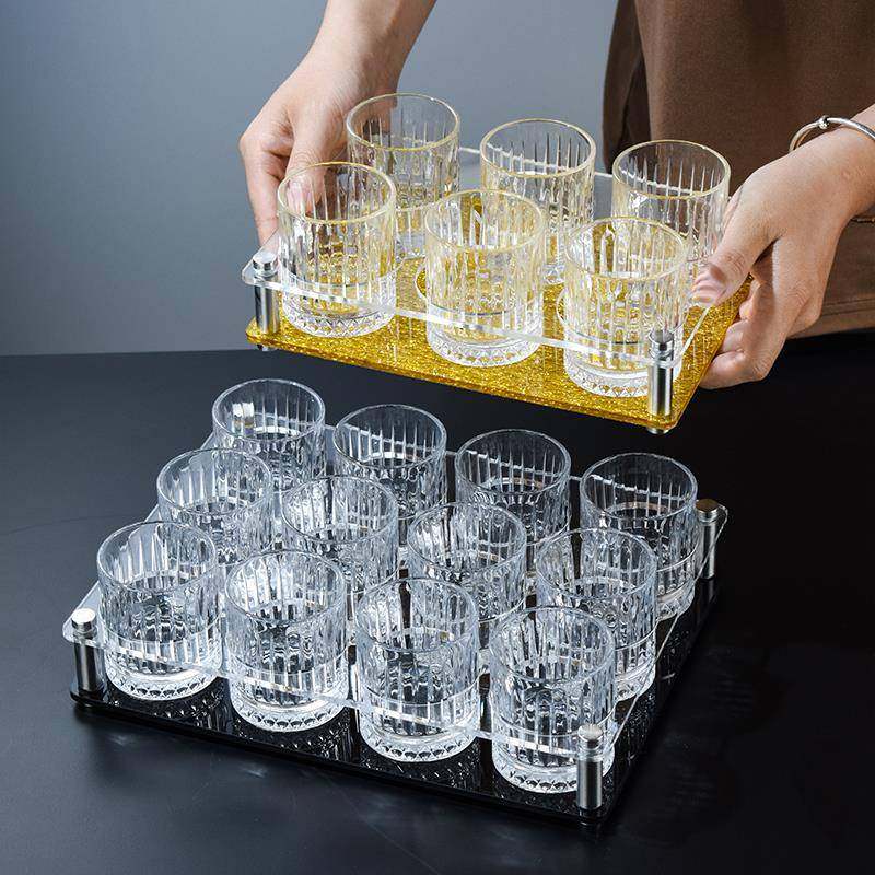 酒吧ktv啤酒杯子套装商用玻璃杯家用小号二两白酒杯洋酒杯杯架