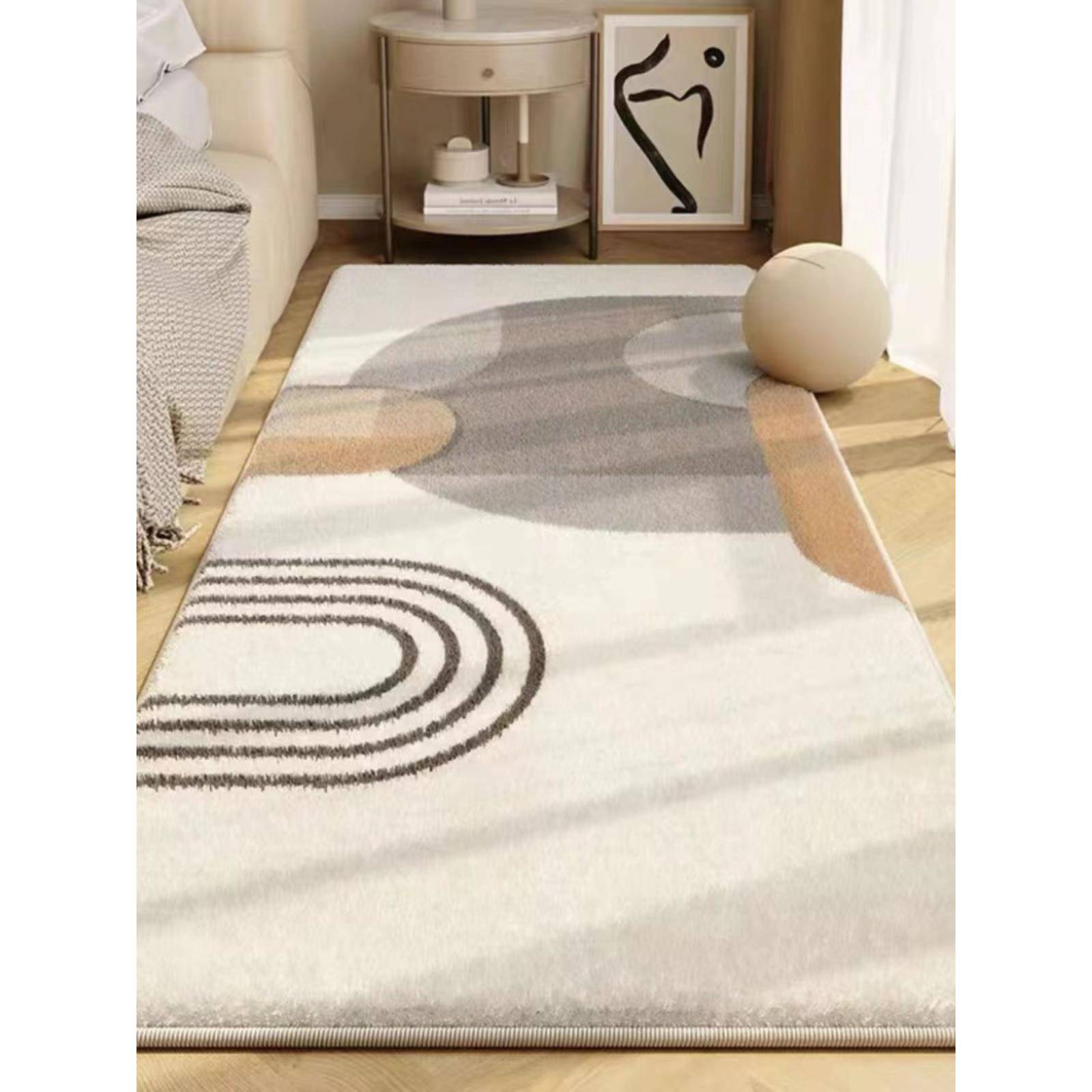 高级感防滑地垫长条毛绒垫子可机洗地垫卧室床边地毯主卧脚垫家用