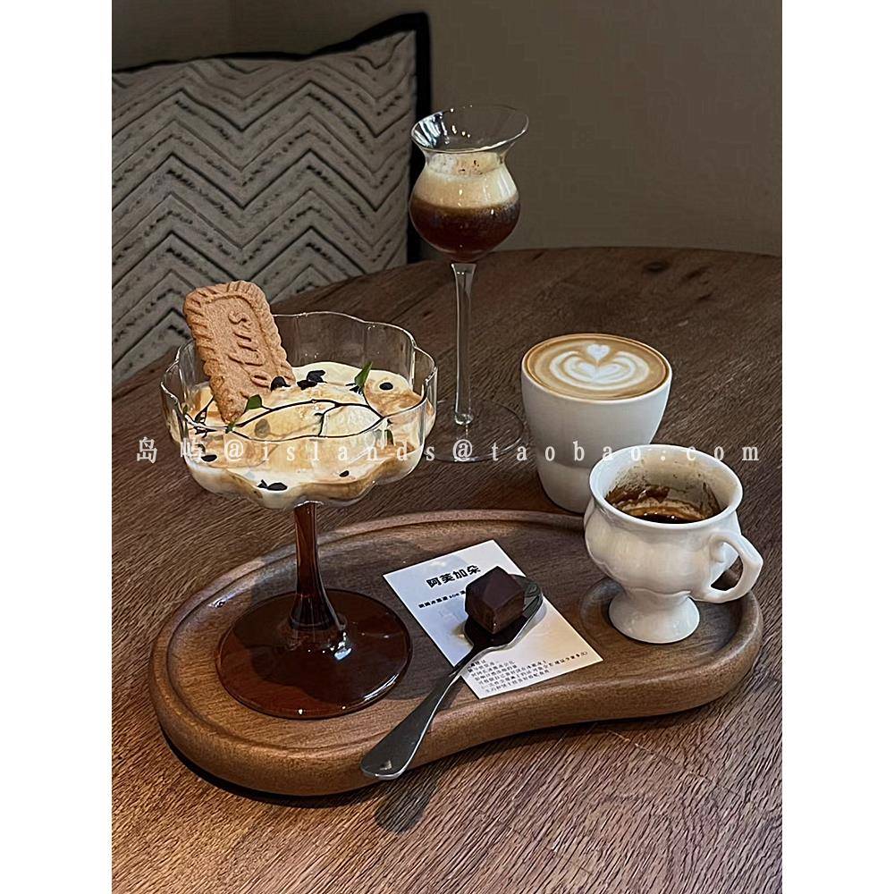 法式花瓣高脚杯小众高颜值起泡香槟杯红酒杯玻璃雪糕杯甜品杯子