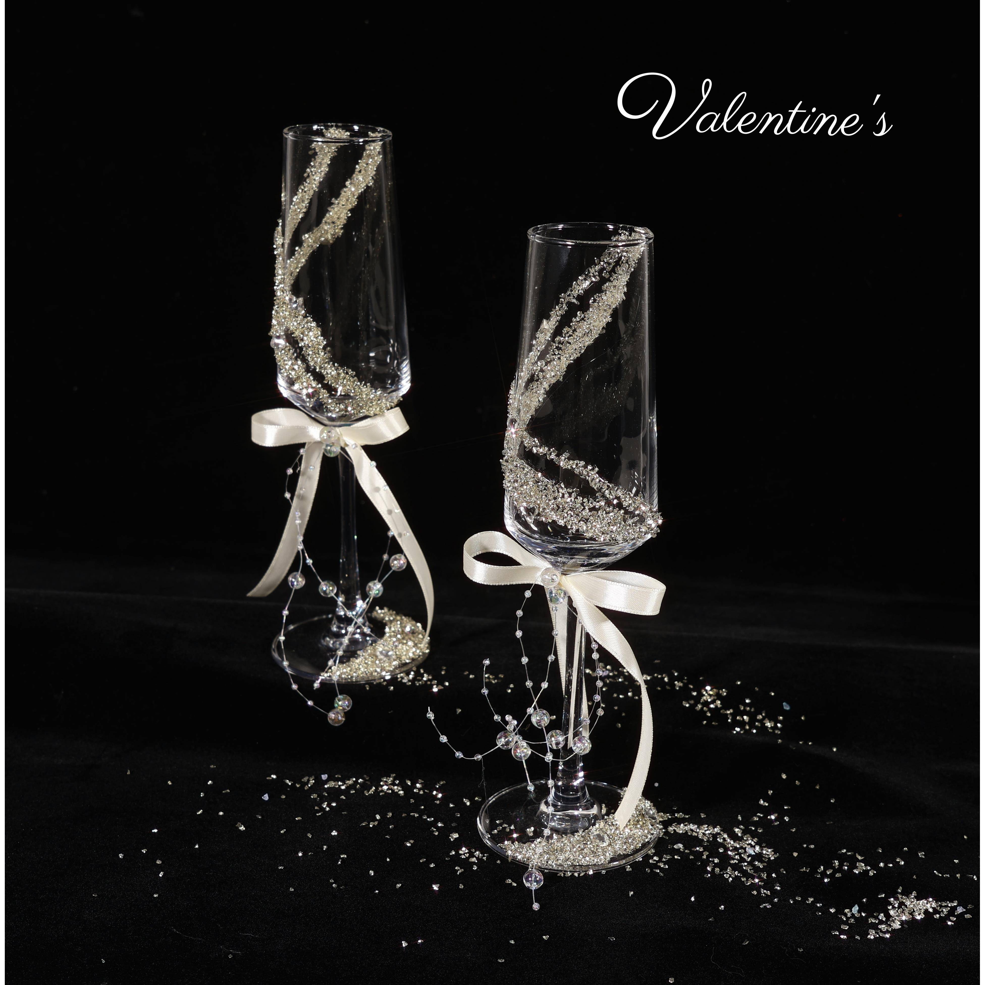 新人结婚敬酒杯diy一对高脚杯材料包粉色满钻手工礼物结婚礼物