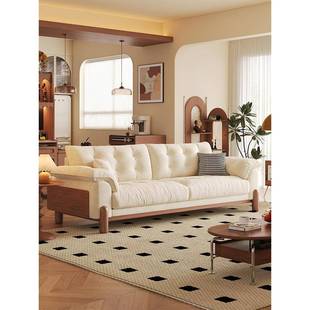 易安亭阁北欧原木风雪尼尔沙发直排小户型布艺沙发客厅实木沙发