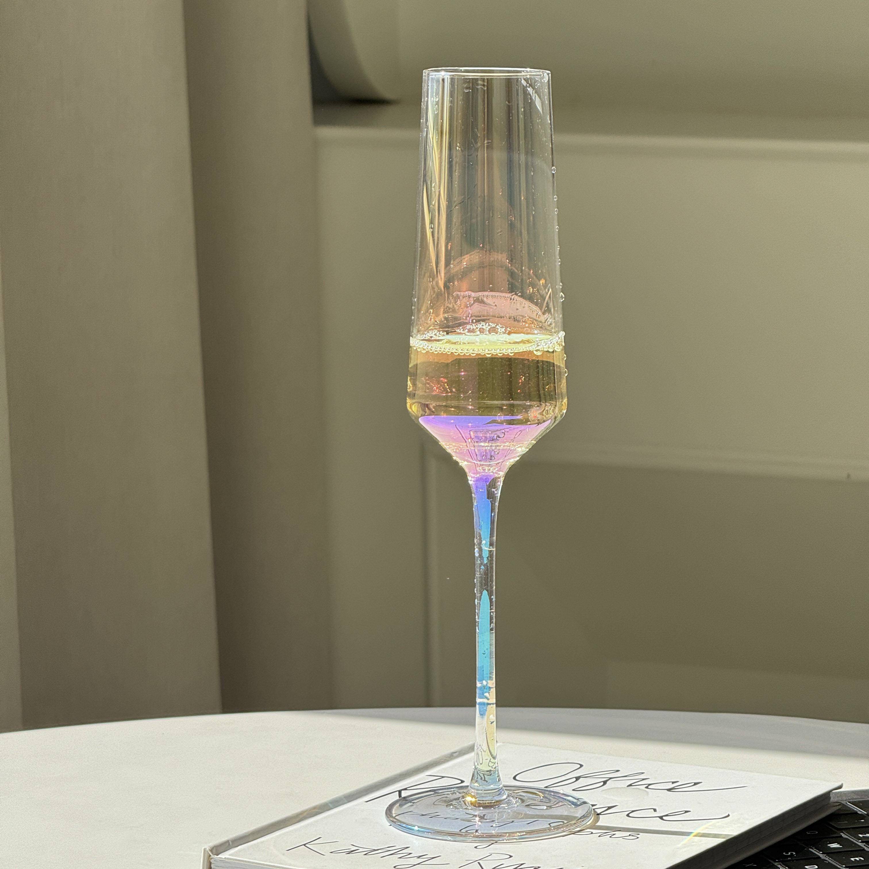 彩虹仙女高脚杯创意少女心红酒杯子个性女士香槟酒杯装饰酒杯摆件