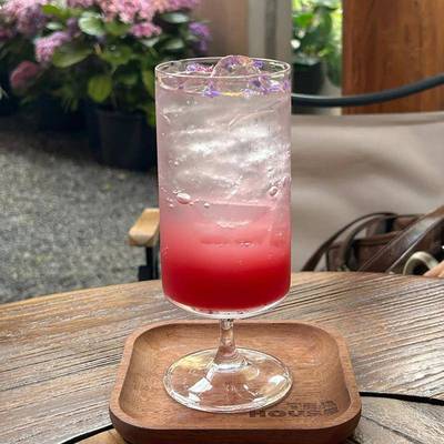 直筒杯果茶冷饮杯鸡尾酒饮品杯饮料水杯子韩式风高脚果汁杯玻璃杯