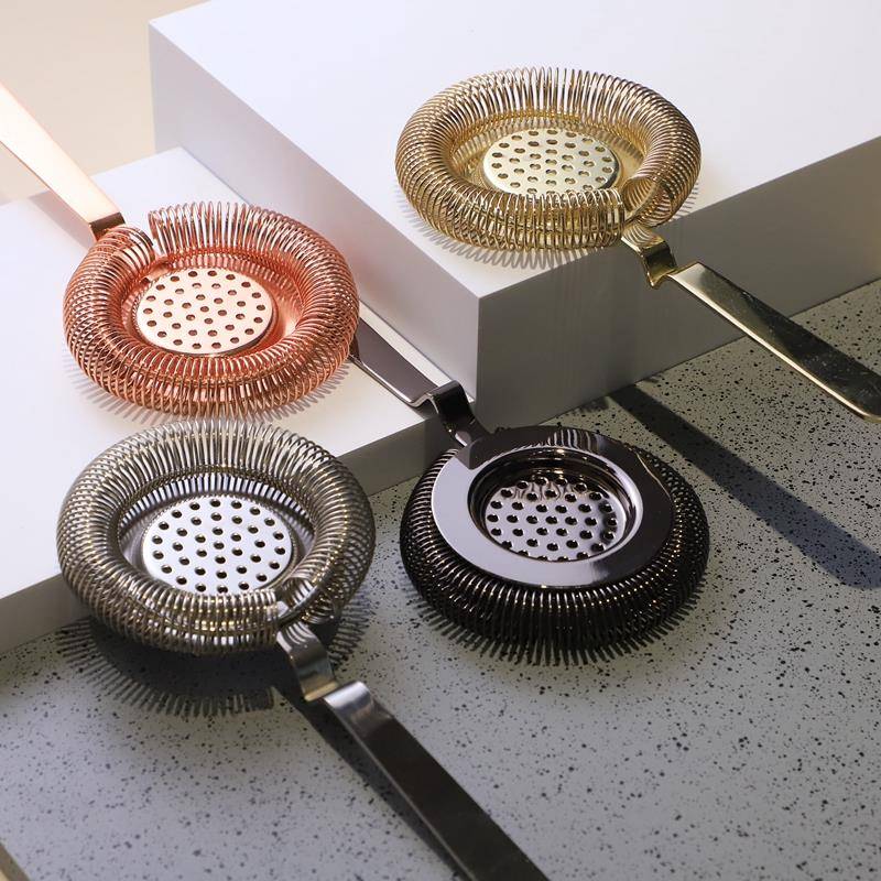 酒吧器皿不锈钢弯折滤冰器 霍桑过滤器 隔冰器 调酒搅拌 Strainer