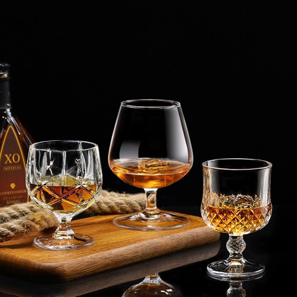 欧式家用玻璃洋酒杯酒杯平底加厚威士忌红酒杯白兰地高脚杯干邑杯