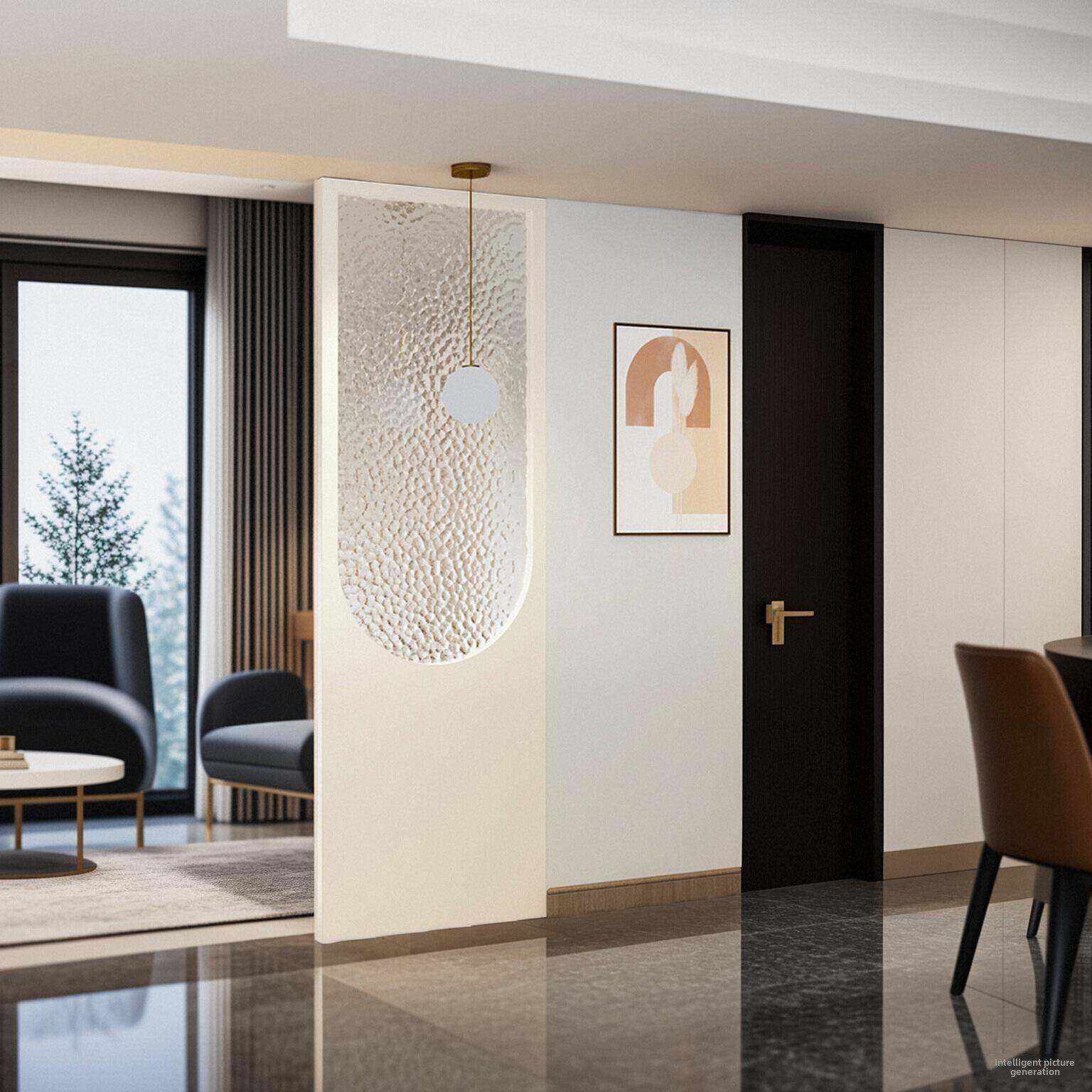 奶油风格入口客厅屏风长虹玻璃实木入口卧室脸盆现代简单隔断隔断